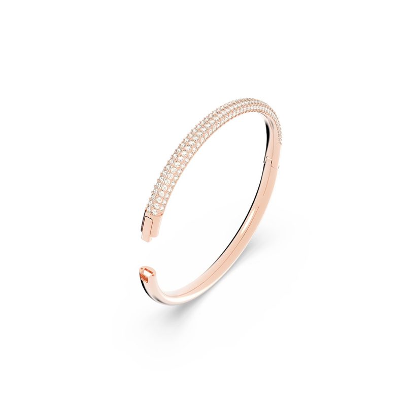 Bracciale rigido Stone, Bianco, Finitura in tono oro rosa Swarovski 5032850