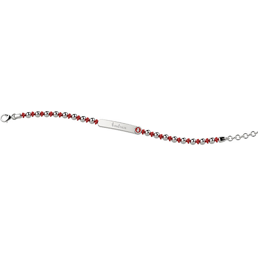 BRACCIALE BIMBA ARGENTO PIASTRA CUORE SMALTO ROSA NANAN