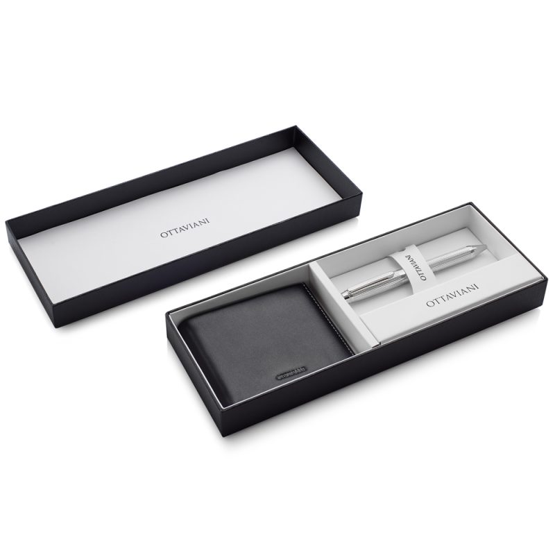 Set Penna Biro E Portafoglioo In Vera Pelle Ottaviani 84280