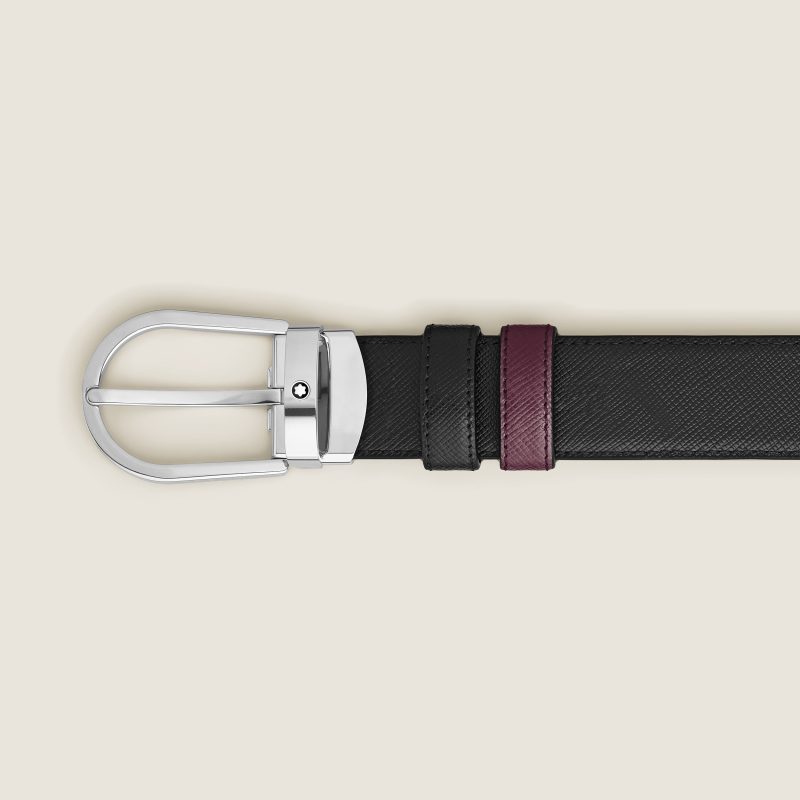 Cintura Reversibile 30 Mm In Pelle Cassis/Nera Con Fibbia A Ferro Di Cavallo Montblanc 220018